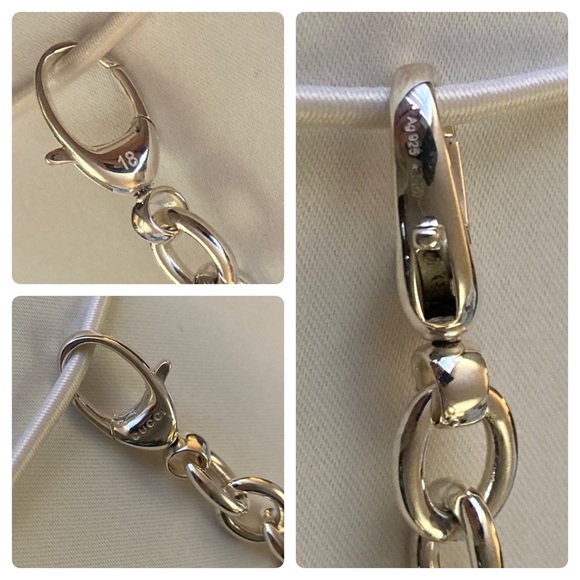 Gucci Sterling Silver Heart Cut-Out G Charm Logo Chain Bracelet 8” New Box $700 - Picture 11 of 16
